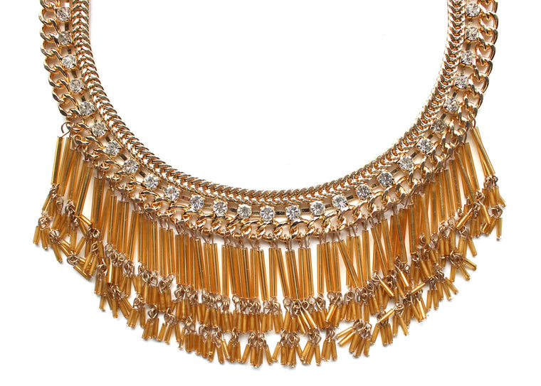 Gold Crush Fringe Necklace