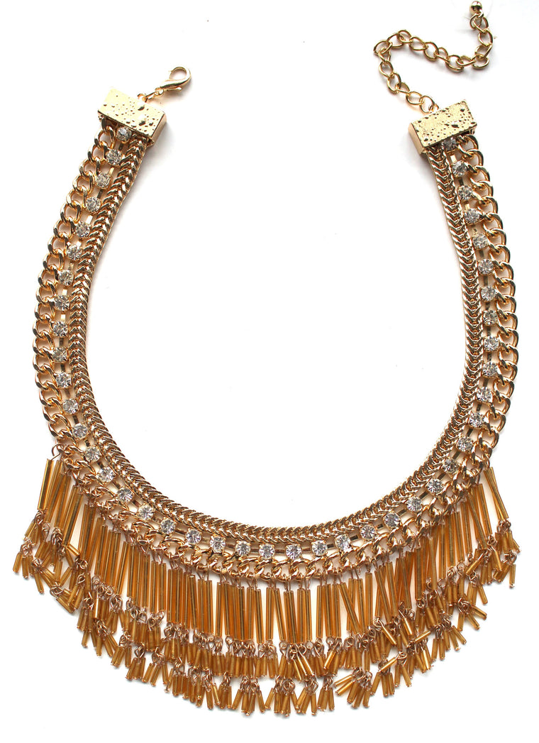 Gold Crush Fringe Necklace