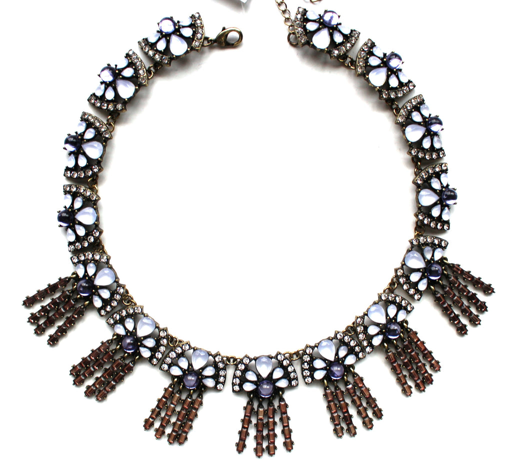 Shine Bright Lavandula Fringe Statement Necklace
