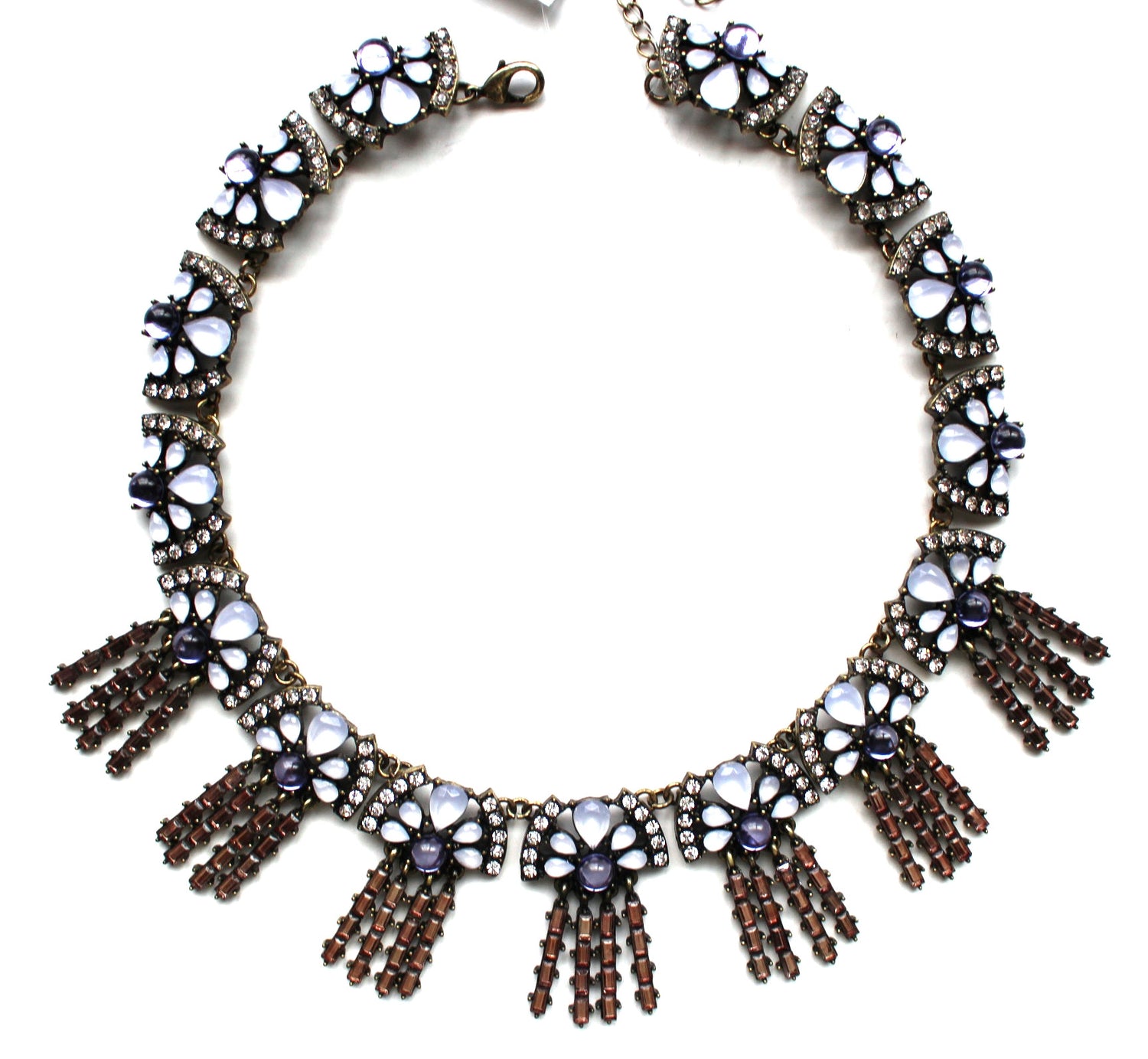 Shine Bright Lavandula Fringe Statement Necklace