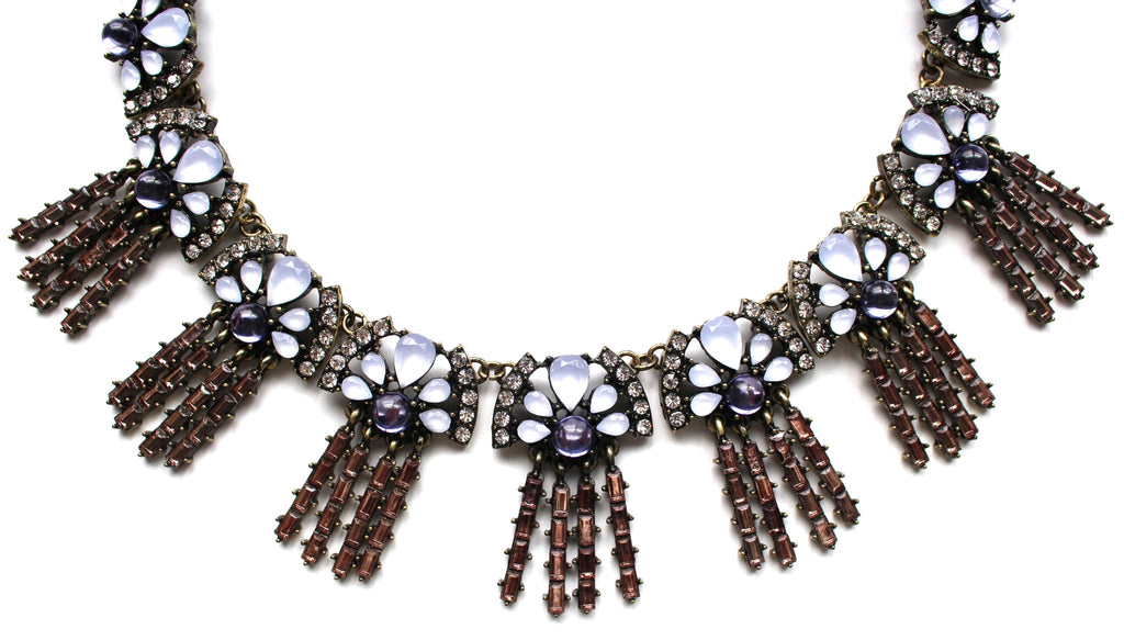 Shine Bright Lavandula Fringe Statement Necklace