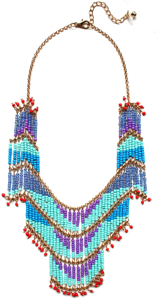 Tropical Beaded Fringe Necklace