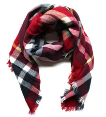 Mad For Plaid Blanket Scarf- Red Multi