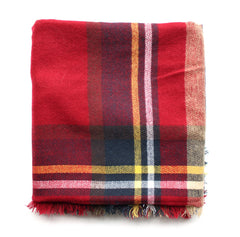 Mad For Plaid Blanket Scarf- Red Multi