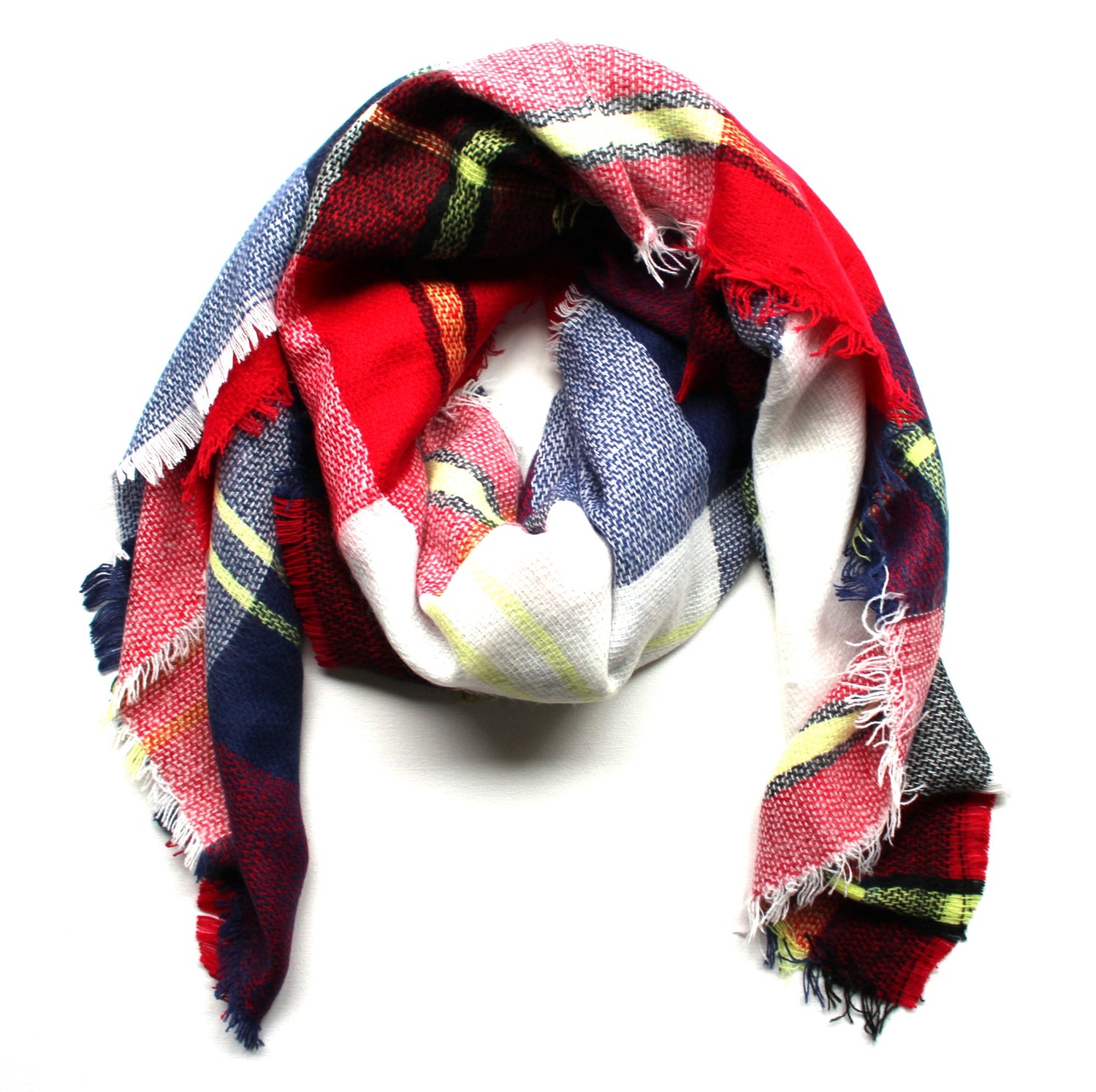 Mad For Plaid Blanket Scarf- Big Check Multi
