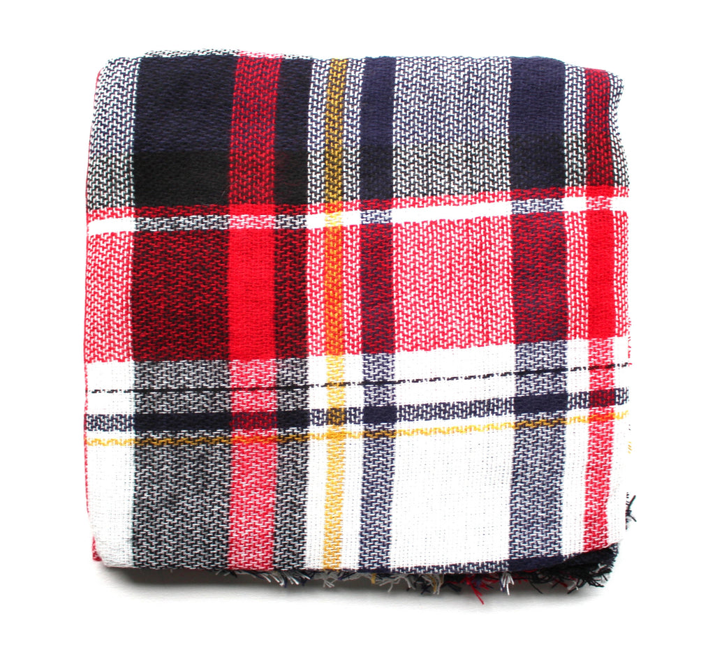 Mad For Plaid Blanket Scarf- Red/Blue