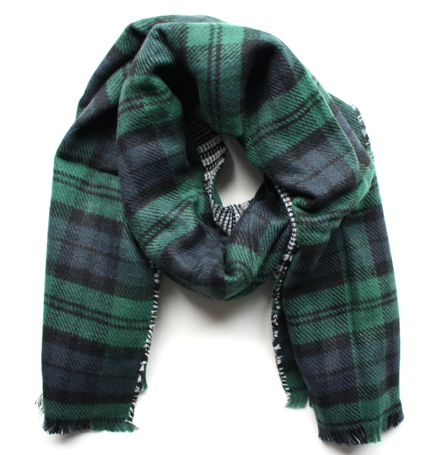 Mad For Plaid Reversible Blanket Scarf- Green