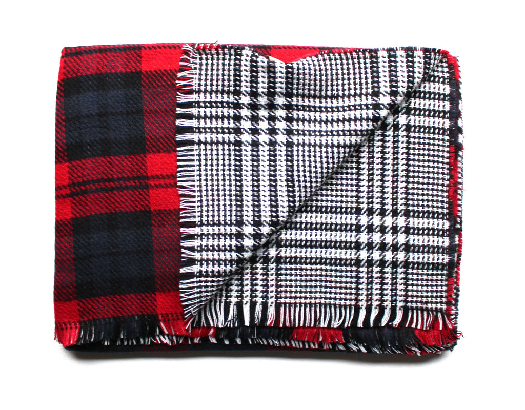 Mad For Plaid Reversible Blanket Scarf- Red