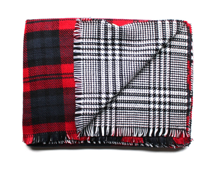 Mad For Plaid Reversible Blanket Scarf- Red