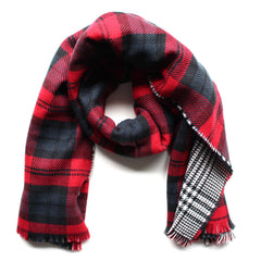 Mad For Plaid Reversible Blanket Scarf- Red