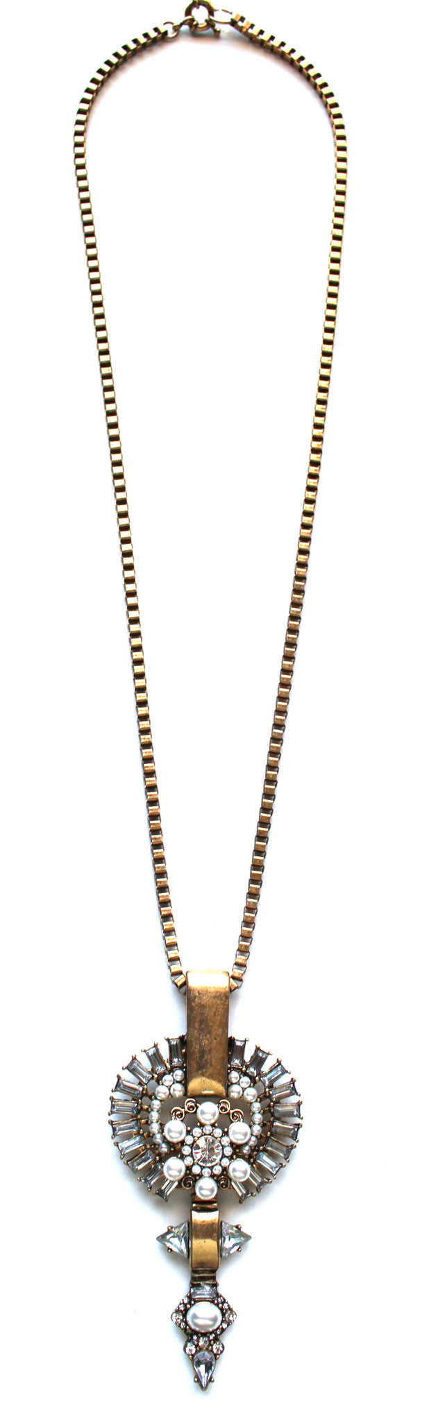 Embellished Medallion Long Necklace