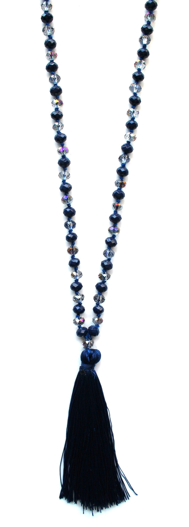 Iridescent Beads Tassel Necklace
