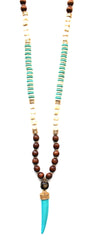 Mix Bead Horn Pendant Necklace