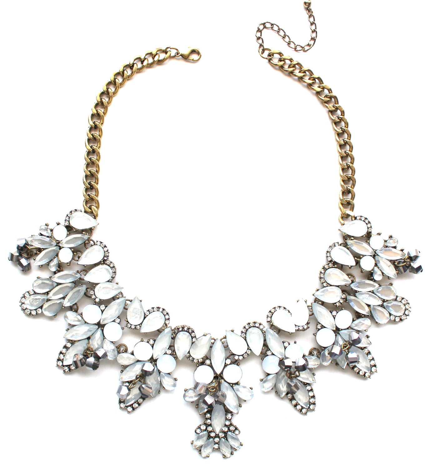 Shimmering Translucent Crystals Statement Necklace