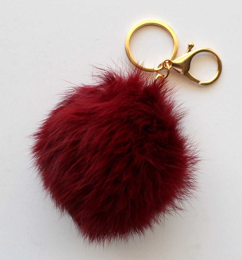 Faux POM Charm/Keychain- Red Wine