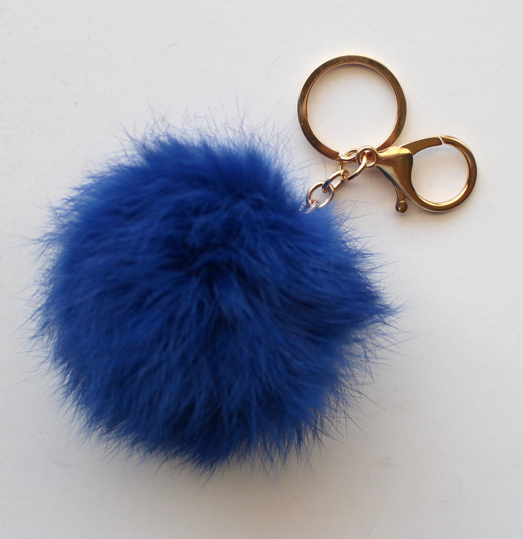Faux POM Charm/Keychain- Royal Blue