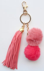 Faux Mini POM Tassel Charm/Keychain- Coral