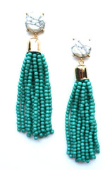 Sweet Treat Tassel Earrings- Teal