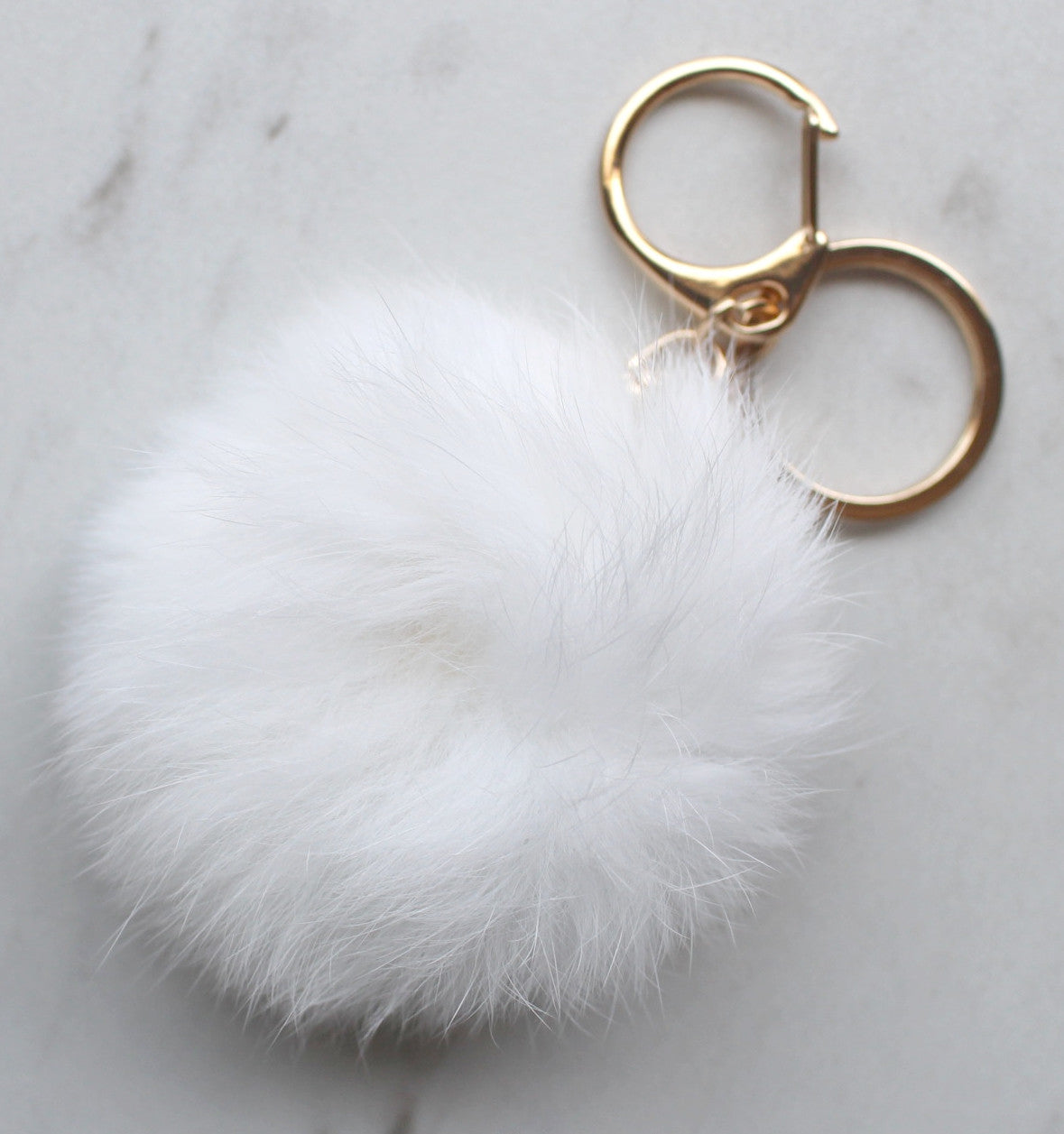 Faux Small POM Charm/Keychain- White