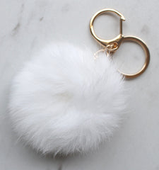 Faux Small POM Charm/Keychain- White