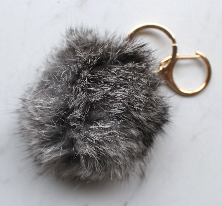 Faux Small POM Charm/Keychain- Grey