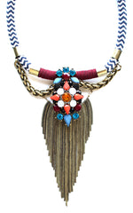 Chevron & Metal Fringe Necklace