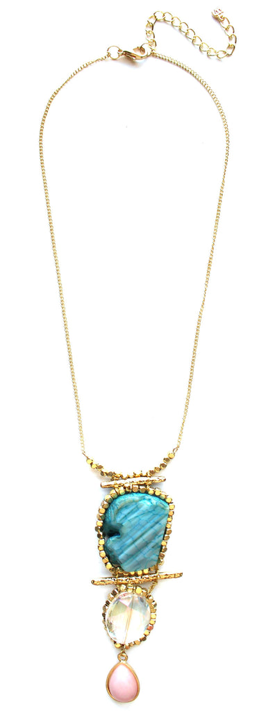 Mix Precious Iridescence Pendant Necklace