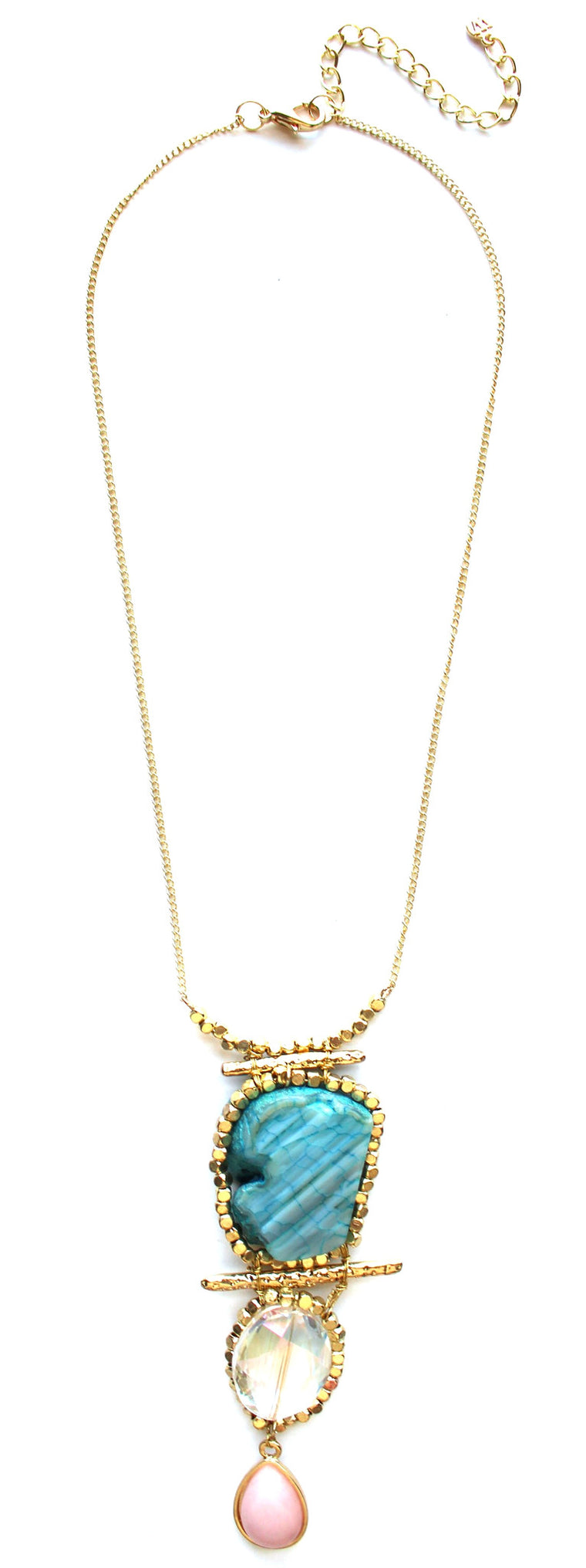 Mix Precious Iridescence Pendant Necklace