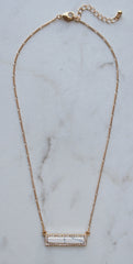 Bling Marble Bar Dainty Necklace- White