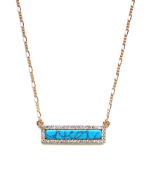 Bling Marble Bar Dainty Necklace- Turquoise
