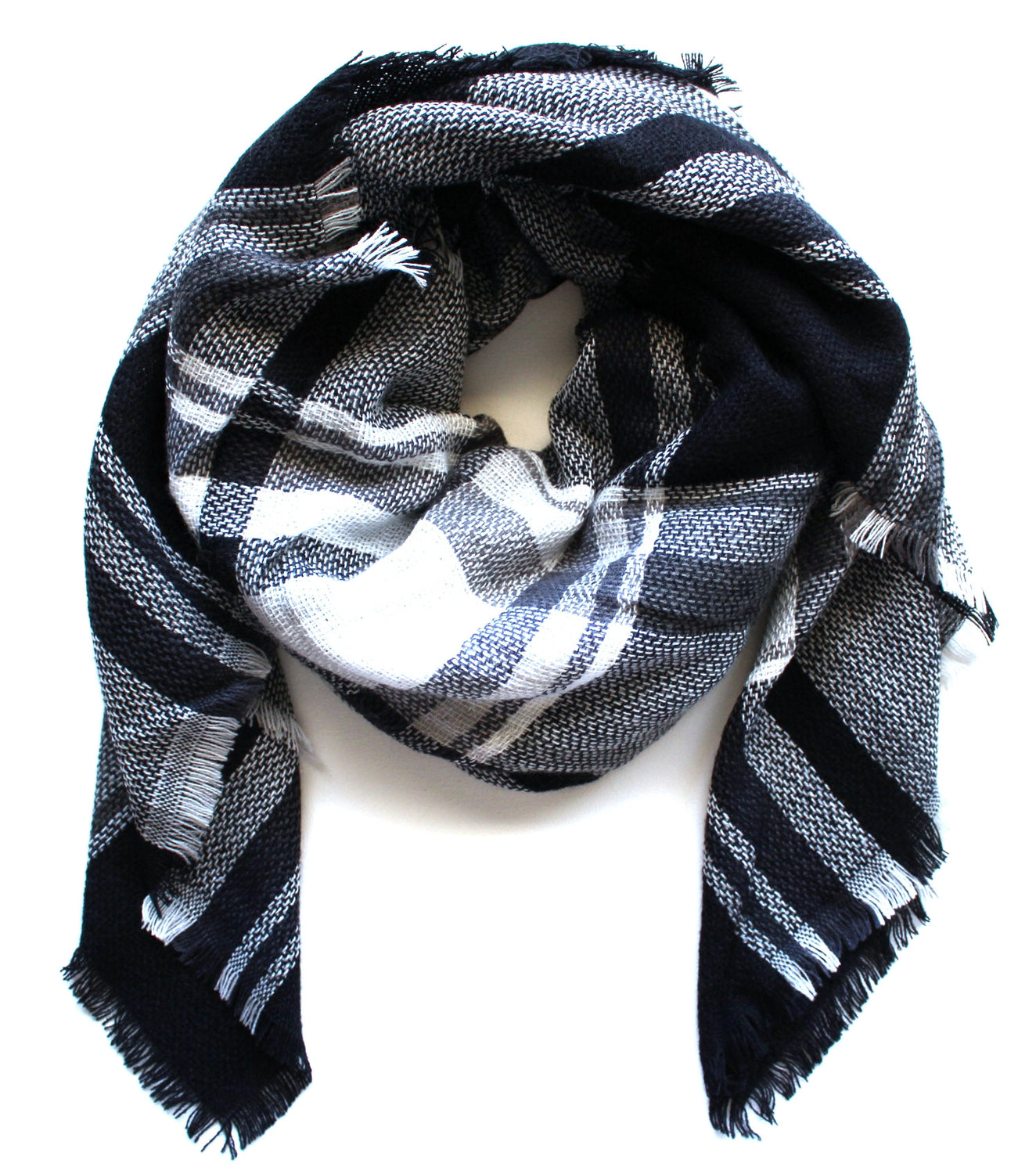Mad For Plaid Blanket Scarf- Black & White
