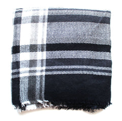 Mad For Plaid Blanket Scarf- Black & White