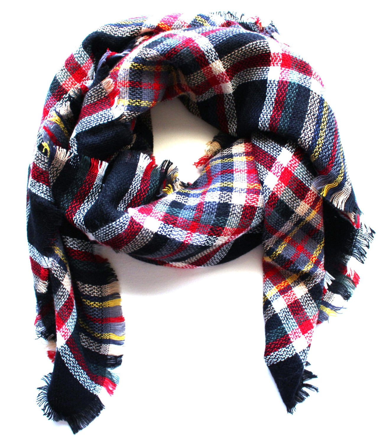 Mad For Plaid Blanket Scarf- Black Multi