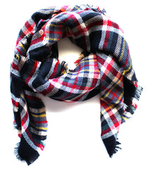 Mad For Plaid Blanket Scarf- Black Multi