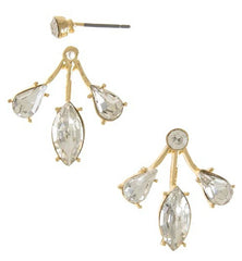 Triple Crystal Stone Ear Jackets- Gold