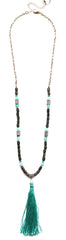 Southern Stone Tassel Necklace- Mint