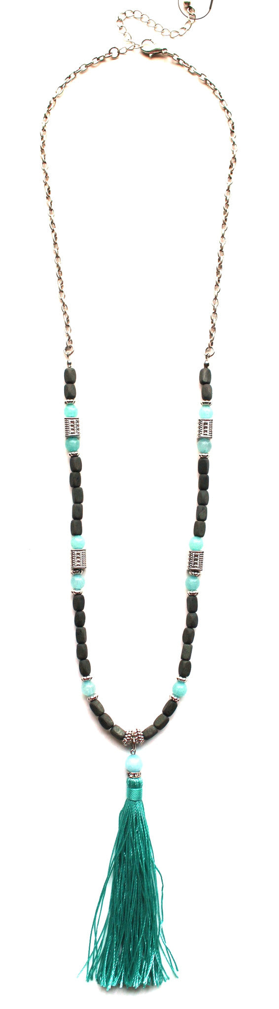 Southern Stone Tassel Necklace- Mint