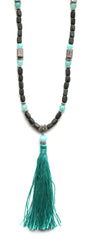 Southern Stone Tassel Necklace- Mint