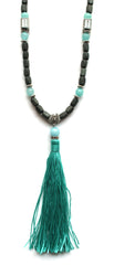 Southern Stone Tassel Necklace- Mint