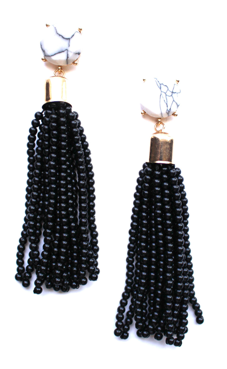 Sweet Treat Tassel Earrings- Black