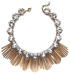 Boho Fringe Envy Statement Necklace- Crystal