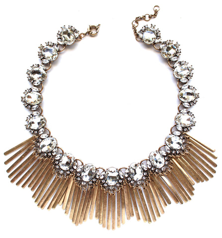 Boho Fringe Envy Statement Necklace- Crystal