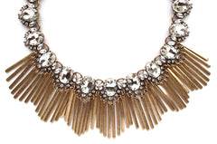 Boho Fringe Envy Statement Necklace- Crystal