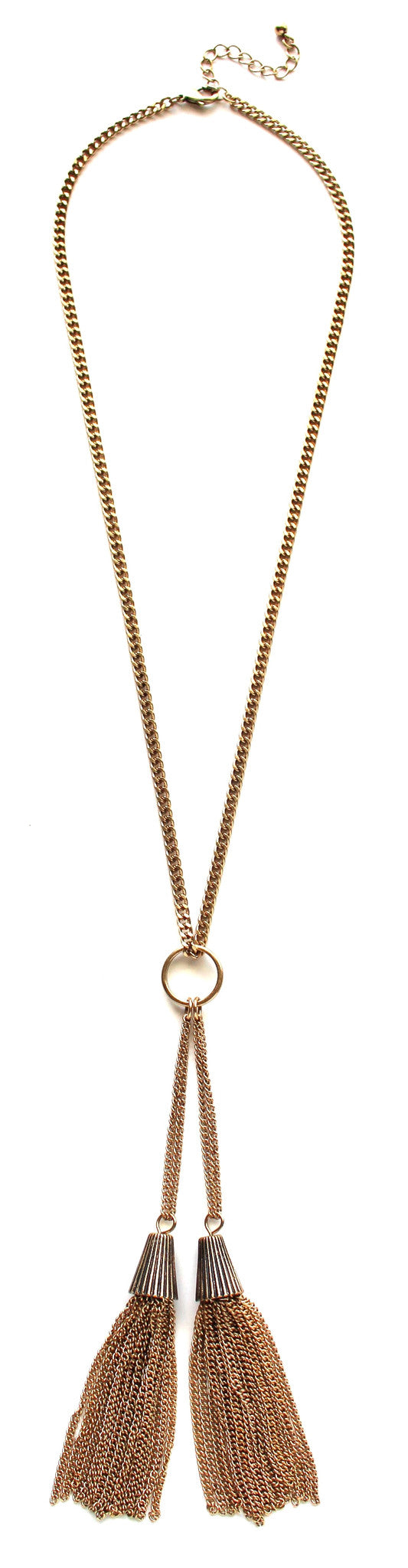 Metal Long Line Tassel Necklace