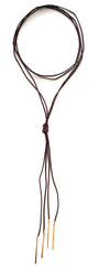 Double Tie Choker Necklace- Brown