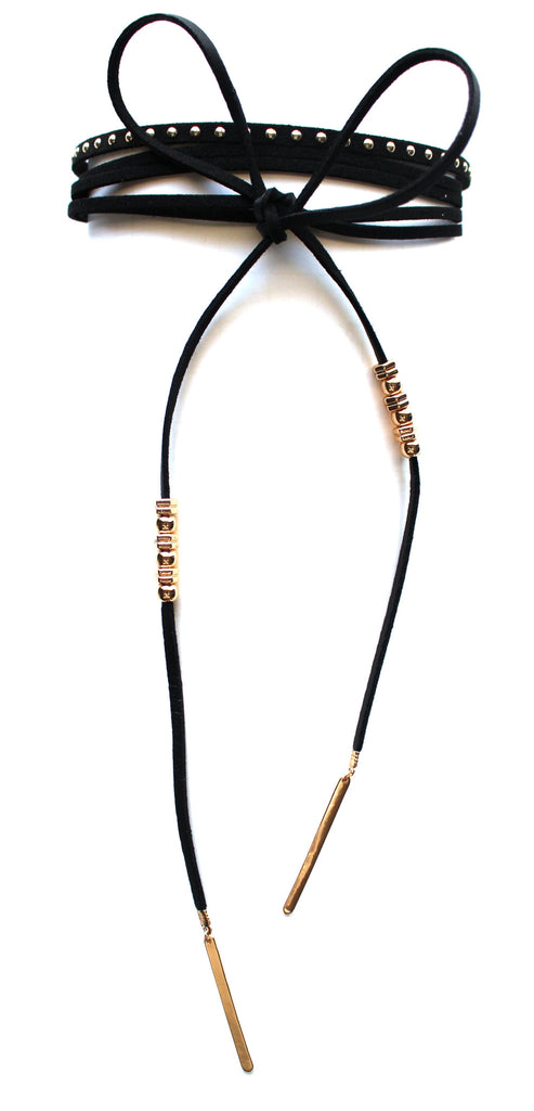 Rock Stud Choker Necklace Set- Black