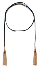Dreams Wrap Tassel Choker Necklace- Black
