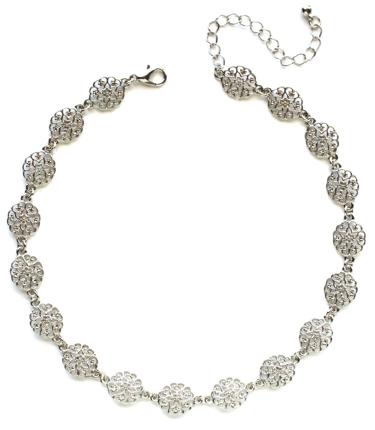 Daisy Cut Choker- Silver