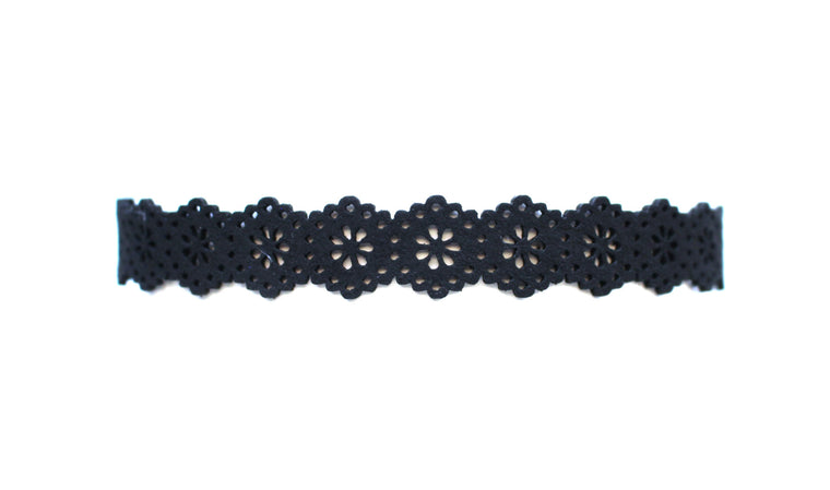 Floral Chic Choker Necklace- Black