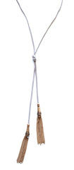 Dreams Wrap Tassel Choker Necklace- Grey